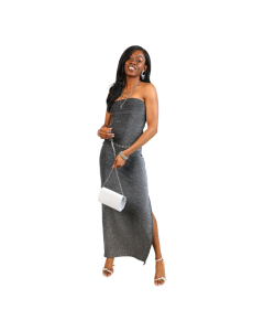 "MADDEN" 46" Glitter Lurex Tube Slit Dress