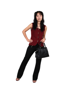 "Love Tree" Rib Square Neck Button Front Vest