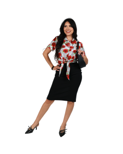 The women's contemporary model wears the 