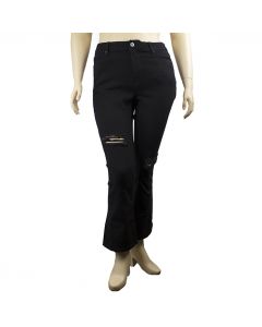 Ladies Plus California Vintage Black Distressed Cropped Jeans