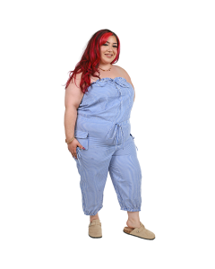 "Profile" 20" Striped Cargo Pocket Jumpsuit