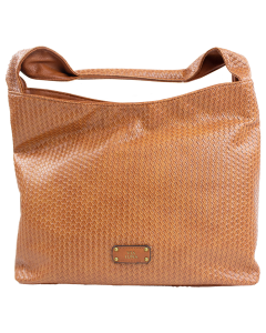 "Sasha" Woven Emboss Front Large Tote Bag