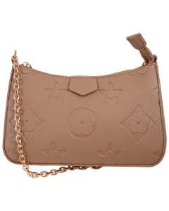 "TOPS" Tan Brown Designer Inspired Gold Chain Shoulder Bag
