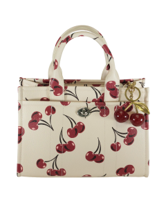 Ivory Purse with Cherry Print 