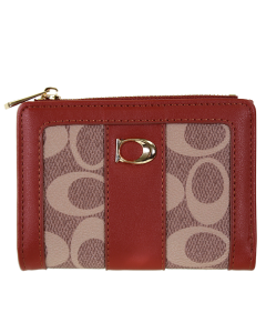 "Tops" Mini Monogram Print Bi-fold Gold Zipper Wallet