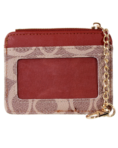 "Tops" Mini Monogram Print Card Holder With Gold Hardware