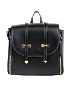 "FDC" Double Zipper Clasp Smooth Pleather Mini Backpack