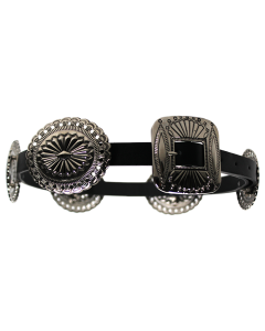 Black Belt with Silver Conch Buckles