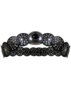 "ILLUMA" Black & Silver Circle Black Bead Round Gladiator Belt