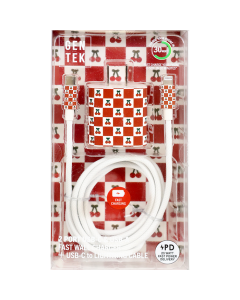 "AFH" Cherry Red & White Charger  with Block Sqaure Pattern
