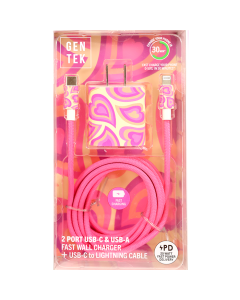 "AFH" Hearts Groovy Charger with Block Pink Magenta Yellow Beige