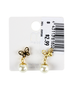 "Odin" Small Butterfly and Pearl Earrings