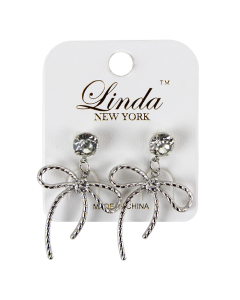 "Linda" Rhinestone Bow Dangle Earrings