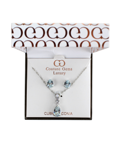 "Forever" Boxed Silver Cubic Zirconia Necklace and Earrings Set