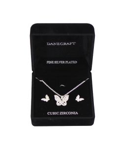 "Danecraft" Silver Butterfly Necklace & Earrings Set