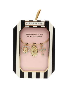 Gold Religious Cross Heart Charm Necklace