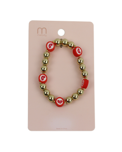 "Odin" Gold and Red Stretch Beaded Bracelet