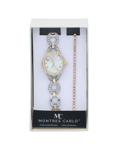 Two Tone Rhinestone Quartz Watch with Bracelet