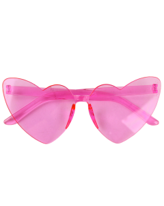 Pink "Super" frameless Cat Eye Heart Sunglasses Front View