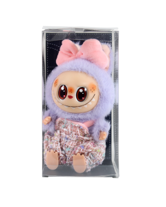 The pink and purple "7 Color" Labubu Tweed Dress with Bow Plush Keychain is pictured here.