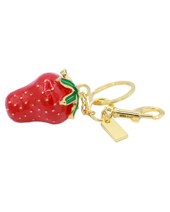 Strawberry Red Gold Enamel Keychain 