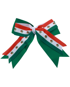 "UP FASHION"Red White Green Mexico Flag Bow with Double Tails 