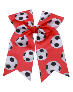 "UP FASHION" Red Bow with Soccer Ball Print