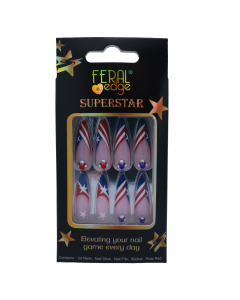 "FERAL" STARS/STRIPES TIP LONG STILETTO SHAPE