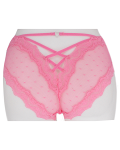 3PK SENSUAL Lace Trim Dot Mesh Panties with Heart