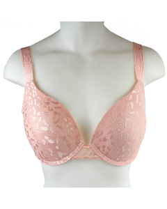The pink "Sensual" BCBG 2-Pack Mesh Printed T-Shirt Bra is pictured here.