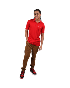 "FASHION BUSINESS" Red Polo Shirt with White Tipping