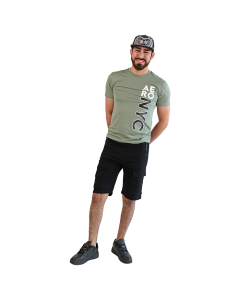 "Aero" Short Sleeve Light Olive Vertical Print Tee
