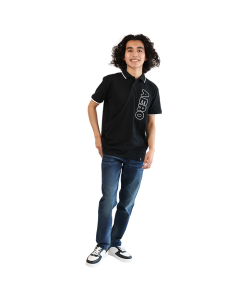 "Aero" Short Sleeve Black Vertical Screen Polo