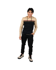 “Distortion” Long Sleeve Knit Color Block Hoodie