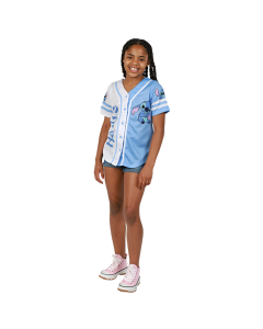 "Freeze" Disney Stitch Short Sleeve White and Blue Baseball Tee
