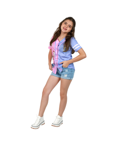 "Freeze" Disney Stitch and Angel Blue and Pink Baseball Tee