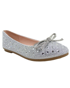 "Forever" Round-Toe Rhinestone Bow Ballet Flats