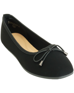 Three Quarter view of &nbsp;Bow Tie Ballerina Flat in black
