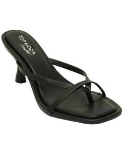 Three Quarter View of "Selena" Black Strap Kitten Heels&nbsp;

