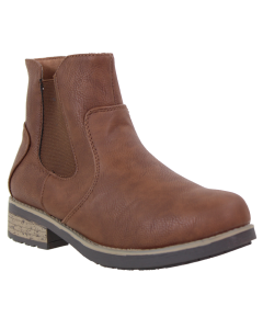 "Forever" Round Toe Distress Sole Pleather Chelsea Booties