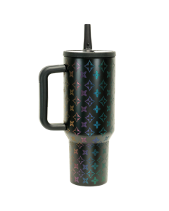 "SHALOM" 40oz Iridescent Diamond Pattern Travel Tumbler