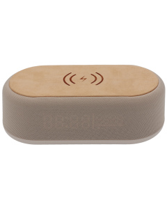 "AFH" Wireless Charger with Digital Clock Beige Bamboo