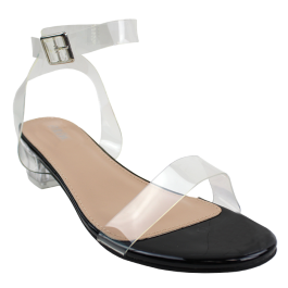 "Link" 1 1/2" Clear Ankle Strap Heels