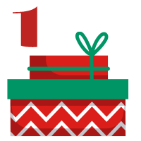 Number 1 with red and green present