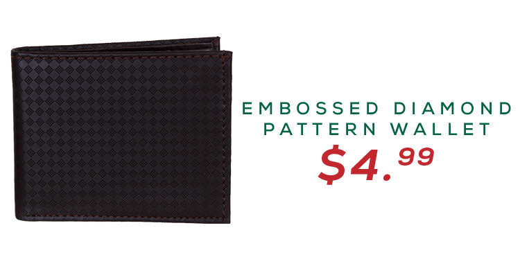 Men's diamond pattern embossed bifold wallet for $4.99