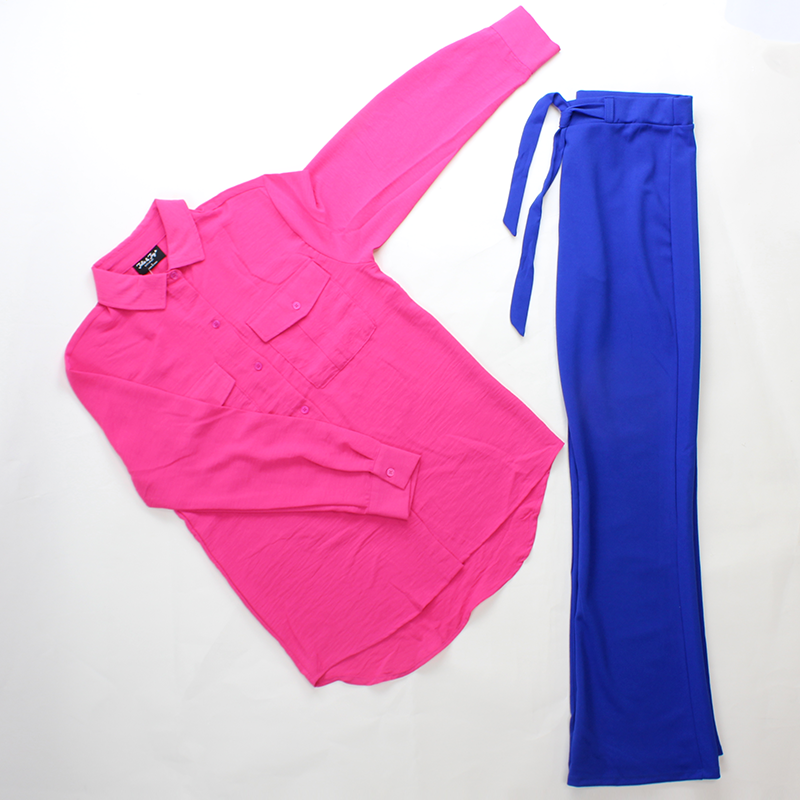 Melrose styling with our brights color fuchsia and dark blue