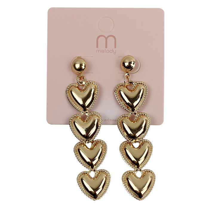 Elevate your ensemble for your upcoming Galentine's night out by incorporating the stunning "Odin" Quad Heart Stud Dangle Earrings into your accessory collection. These earrings feature a unique design with four cascading heart shapes that add a playful yet elegant touch to any outfit. Whether you're going for a chic dress or a casual chic look, these eye-catching earrings will effortlessly enhance your style and make you the center of attention. Don't forget to pair them with other accessories for a full glam effect!