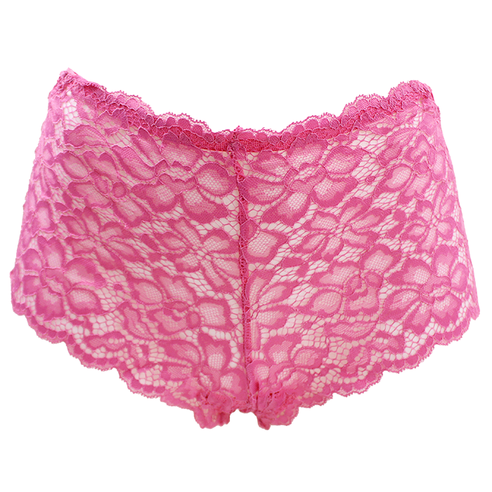 Step into a world of romance with the exquisite "Just One" Lace Pink Floral Boy Short Panties. Crafted from soft, breathable fabric, these panties ensure all-day comfort while hugging your curves beautifully. The intricate lace detailing along the waistband and leg openings adds a luxurious touch, elevating the overall design.  The delicate pink floral pattern is charming and playful, making them a delightful addition to your lingerie collection. With a boy shortcut that provides coverage and a flattering fit, these panties are perfect for feeling confident and feminine. Whether dressing for a special occasion or wanting to indulge in a little everyday luxury, the "Just One" Lace Pink Floral Boy Short Panties will make you feel lovely and cherished.