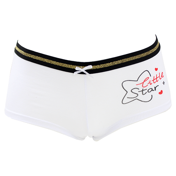 The "DP" Boy Short 'Little Star' Cotton Panties are designed with a delightful and whimsical theme, making them an excellent addition to your child's lingerie collection. Crafted from high-quality, soft, and breathable cotton, these panties ensure all-day comfort and ease of movement. The playful star pattern adds a charming touch, appealing to children's playful spirits while also providing a sense of fun and imagination. These boy shorts feature an elastic waistband for a snug fit that stays in place without feeling restrictive. Ideal for everyday wear, they pair well with various outfits, making them versatile and stylish. Your little one will love wearing these cute panties, whether for a day of play or a cozy evening at home.