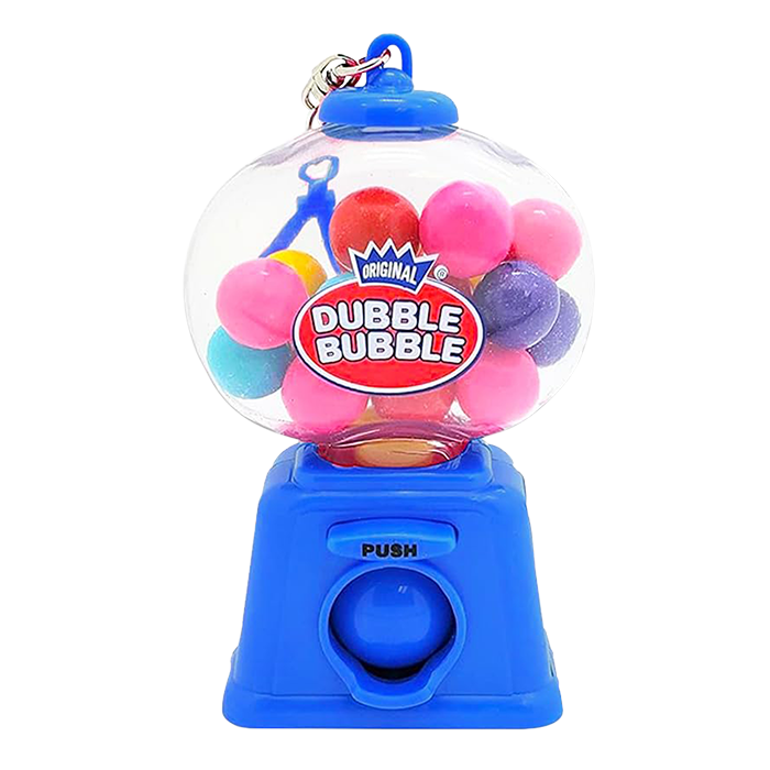 Indulge in the delightful taste of iconic bubble-blowing gumballs, conveniently sized to fit on your key ring with the Dubble Bubble Key Ring.